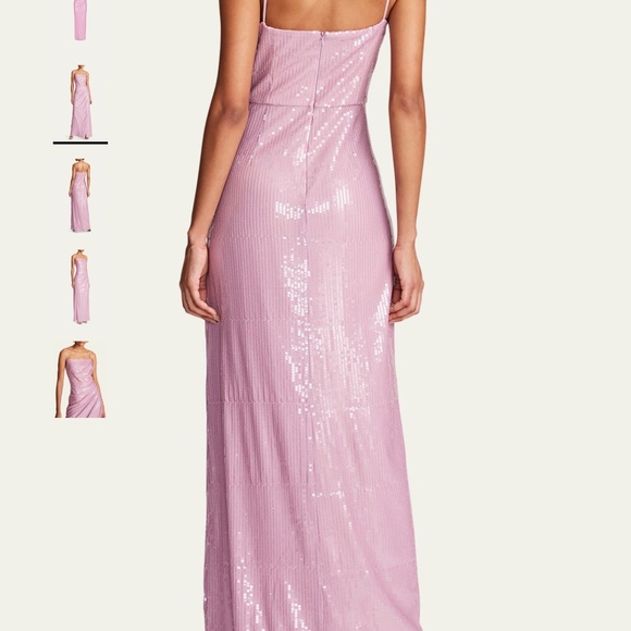 HALSTON Alania Ruched A-Line Sequin Gown - Picture 3 of 10